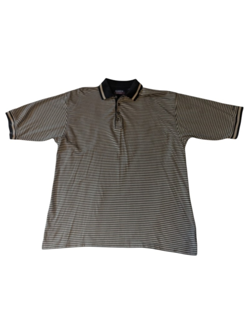 VTG 80s Augusta Sportswear Cotton Black Cream Striped Polo Shirt Men's Large